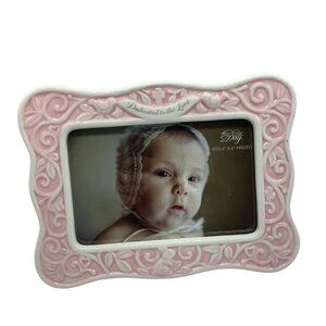 Dedicated to the Lord Pink Ceramic Picture Frame 4" X 6" Enesco Gregg Gift